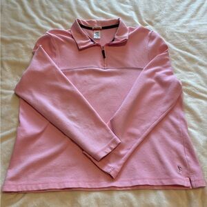 Danskin Pullover Pretty Medium Pink with Burgundy Trim Long Sleeve SZ XL